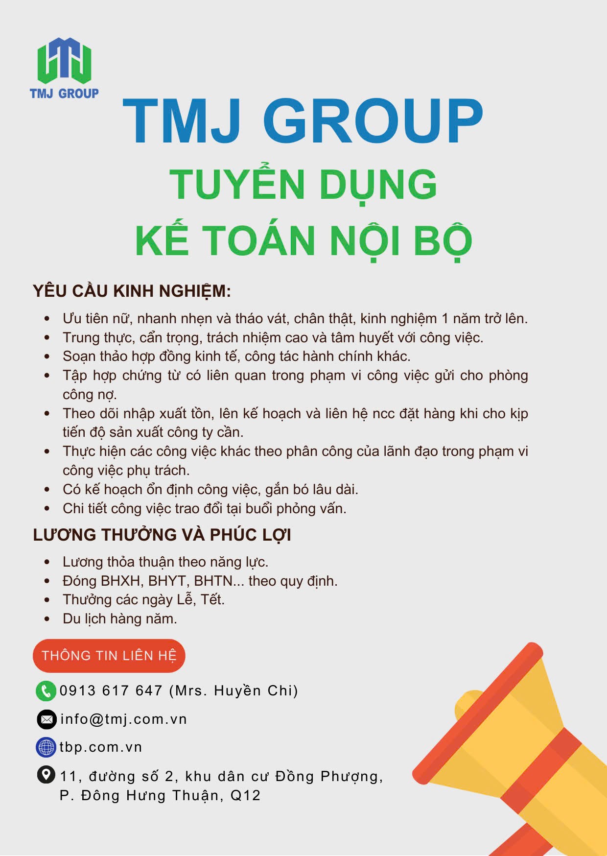 Tuyển dụng nhân viên kế toán nội bộ