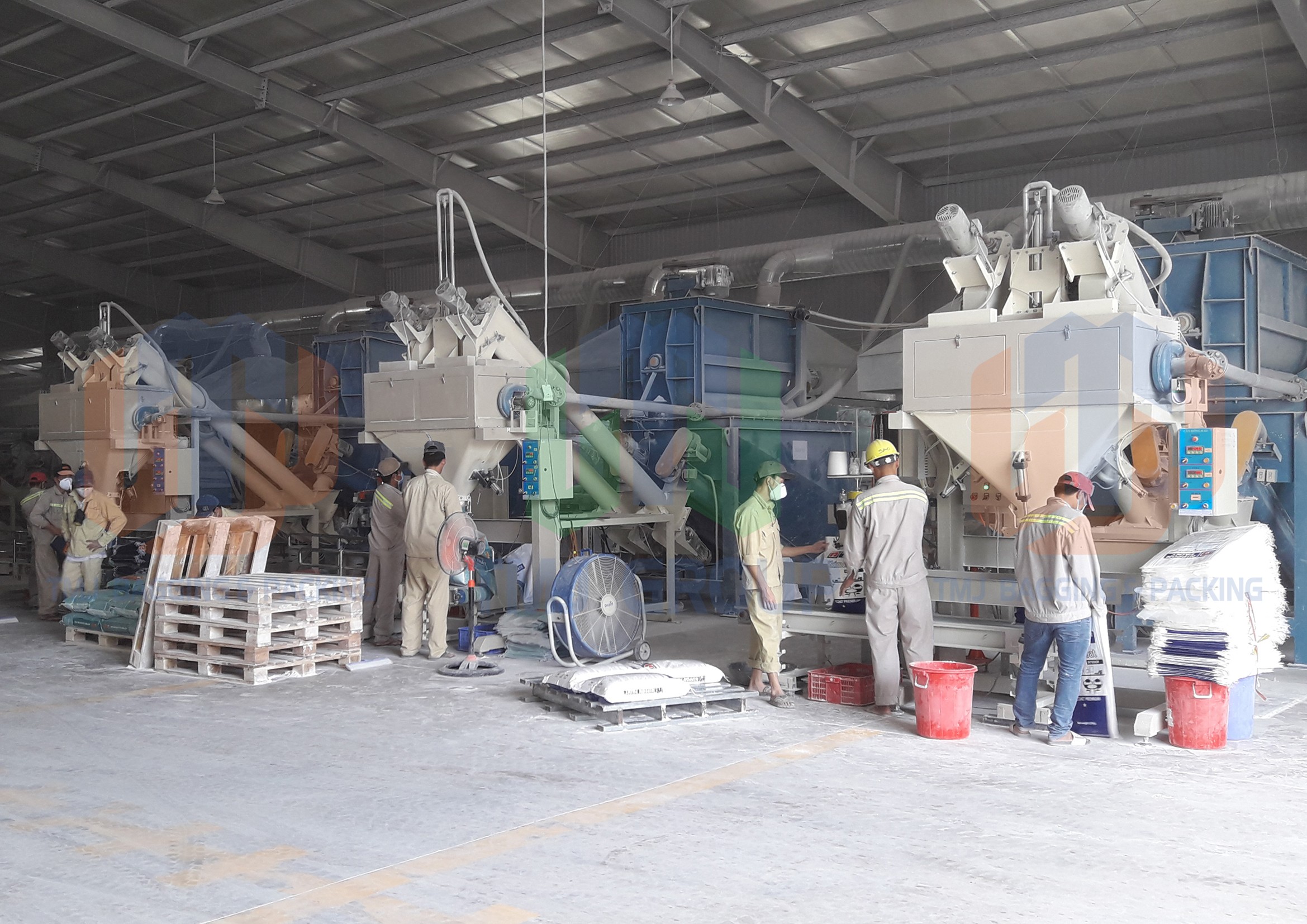 Máy cân đóng bao bột bả, keo dán gạch, vôi bột, có hút chân không