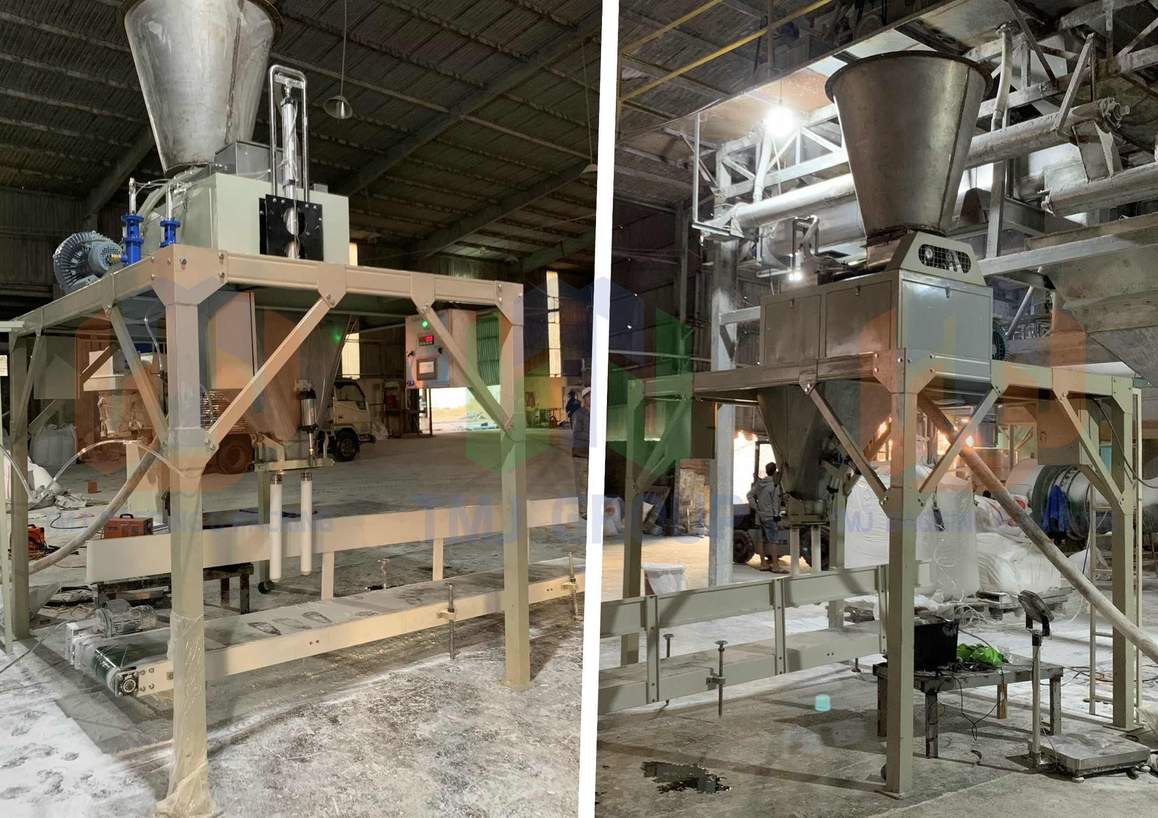 Máy cân đóng bao tinh bột sắn, tinh bột mì, có hút chân không