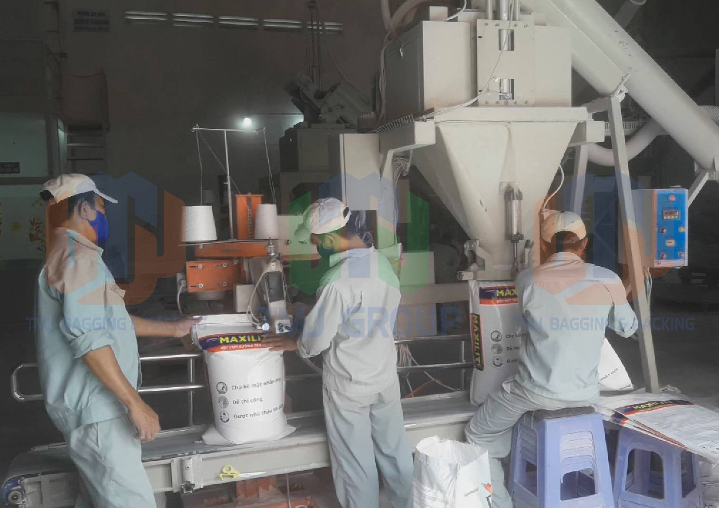 Máy cân đóng bao bột bả, bột trét tường, vôi bột, có hút chân không