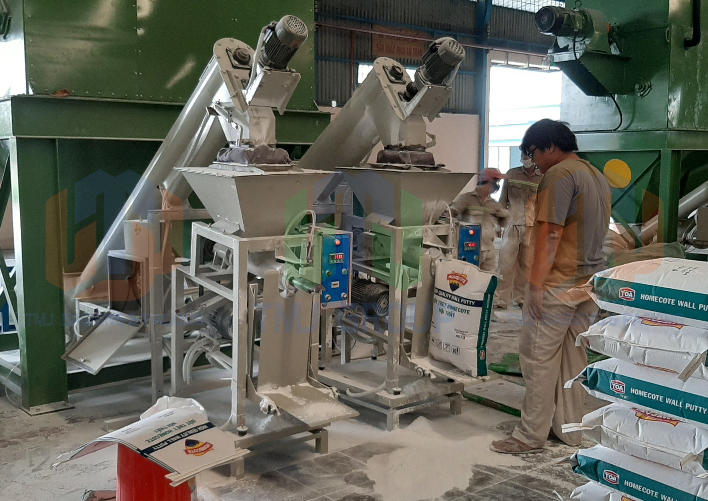 Máy cân đóng bao vữa khô, vữa xây tô, bao van